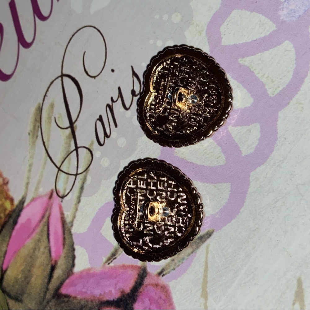 Black Heart Gold Mini Pearl Trim buttons Stamped serial - Picture 4 of 5